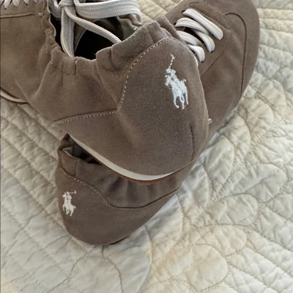 Polo by Ralph Lauren womens taupe suede sneakers
